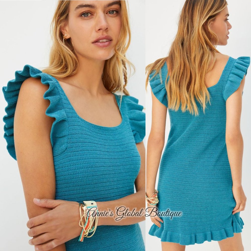 NWT ANTHROPOLOGIE Ruffled Pointelle Mini Dress. Size XL - Picture 15 of 16